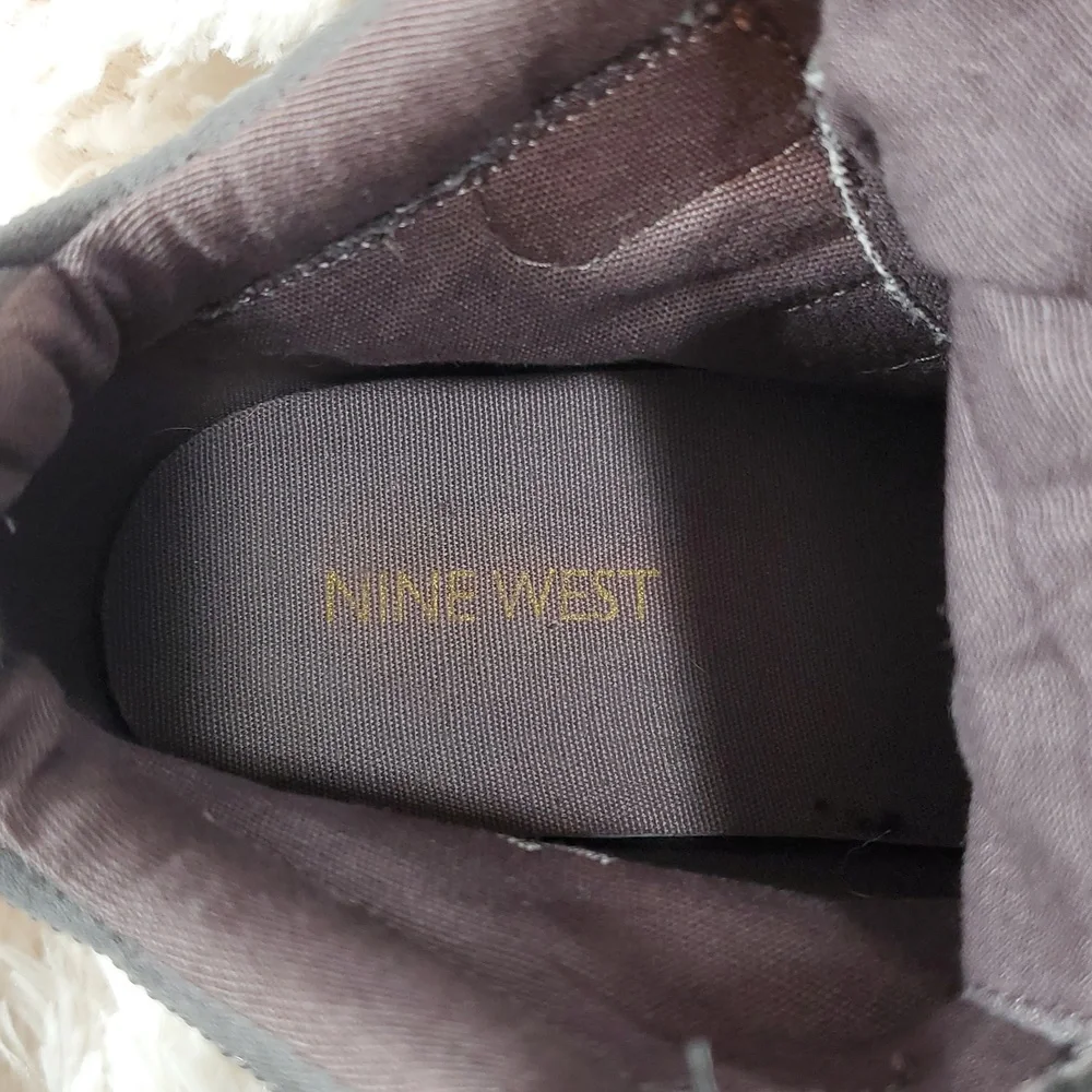 Nine West Gray and Silver Leather Wedge Sneakers Size 8